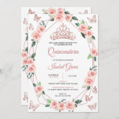 赤面ピンクと金ゴールドクインセアニラ 招待状 (正面/裏面)