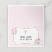 赤面ピンクと金ゴールドクロスバプテスマ プレイスカード (外部開封)