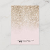 赤面ピンクと金ゴールドグリッターイヤリングディスプレイ 名刺 (裏面)