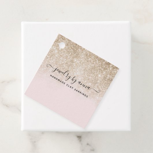 赤面ピンクと金ゴールドグリッター事業 フェイバータグ (インサイチュ)