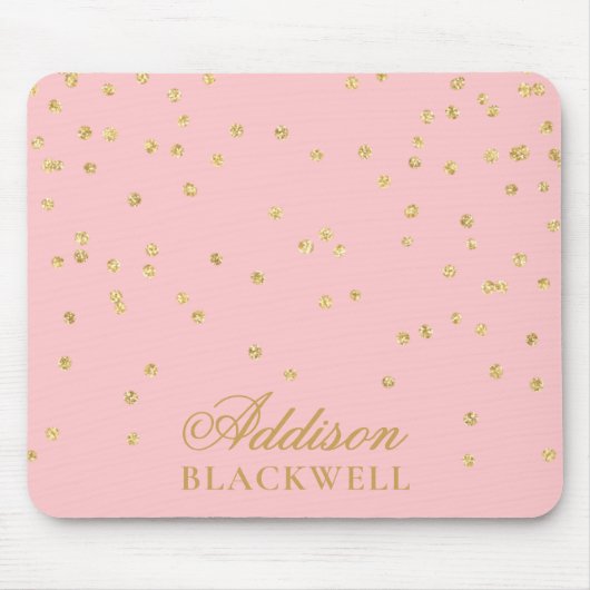 赤面ピンクと金ゴールドグリッター名テンプレート マウスパッド (正面)