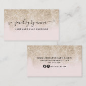 赤面ピンクと金ゴールドグリッター 名刺 (正面/裏面)