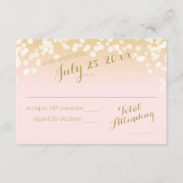 赤面ピンクと金ゴールドスパークルライトRSVP 出欠カード