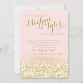 赤面ピンクと金ゴールドスパークル結婚ズ 招待状 (正面)