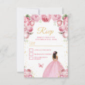 赤面ピンクと金ゴールドダークスキンプリンセス 出欠カード (正面)