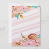 赤面ピンクと金ゴールドティール(緑がかった色)牡丹ベビーシャワー 招待状 (裏面)