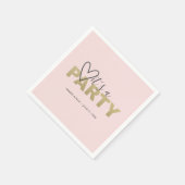 赤面ピンクと金ゴールドバレンタインのハートテーマ スタンダードカクテルナプキン (角)