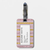 赤面ピンクと金ゴールドパーソナライズされたラゲッジタグ ラゲッジタグ (裏面縦)