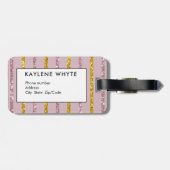 赤面ピンクと金ゴールドパーソナライズされたラゲッジタグ ラゲッジタグ (裏面横)