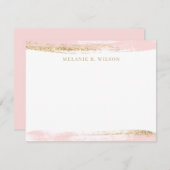 赤面ピンクと金ゴールドパーソナライズされた名札カード ノートカード (正面/裏面)