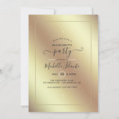 赤面ピンクと金ゴールドファッショニスタバチェロレッテ招待 招待状 (裏面)