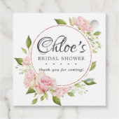 赤面ピンクと金ゴールドフレームありがとうブライダルシャワー フェイバータグ (裏面)