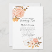 赤面ピンクと金ゴールドフローラブライダルシャワーbyメール 招待状 (正面)