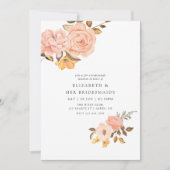 赤面ピンクと金ゴールドフローラブリデスメイドランチョン 招待状 (正面)