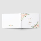 赤面ピンクと金ゴールドフローラボタニッ結婚クス ゲストブック (全面)