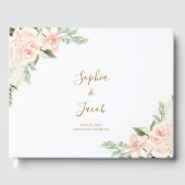 赤面ピンクと金ゴールドフローラボタニッ結婚クス ゲストブック (正面)