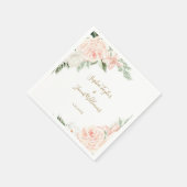 赤面ピンクと金ゴールドフローラボタニッ結婚クス スタンダードカクテルナプキン (角)
