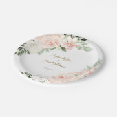 赤面ピンクと金ゴールドフローラボタニッ結婚クス ペーパープレート (アングル)