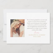 赤面ピンクと金ゴールドフローラボホ結婚さんの写真 サンキューカード (裏面)