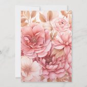 赤面ピンクと金ゴールドフローラ結婚の 招待状 (裏面)