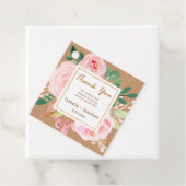 赤面ピンクと金ゴールドフローラKraft 結婚's Thank You フェイバータグ (インサイチュ)