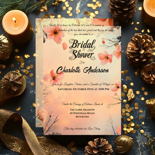赤面ピンクと金ゴールドブライダルシャワーとレース 招待状