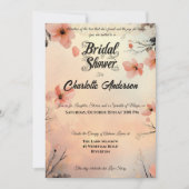赤面ピンクと金ゴールドブライダルシャワーとレース 招待状 (正面)