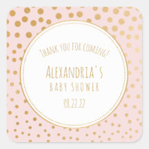 赤面ピンクと金ゴールドブライダルシャワーの好意シール