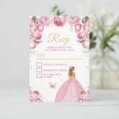 赤面ピンクと金ゴールドブロンドヘアプリンセス 出欠カード (スタンド正面)