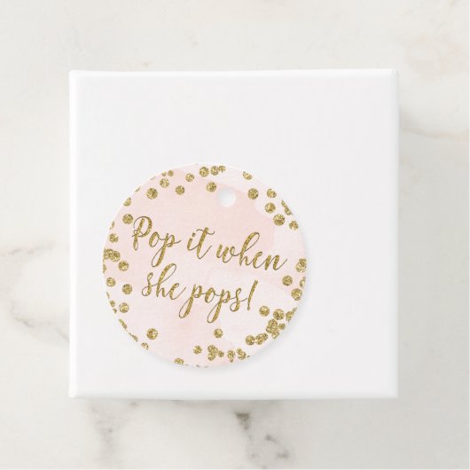 赤面ピンクと金ゴールドポップ・アートのグリッター時に彼女のポップ フェイバータグ (インサイチュ)