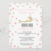 赤面ピンクと金ゴールドマーメイド誕生日パーティー 招待状 (正面/裏面)