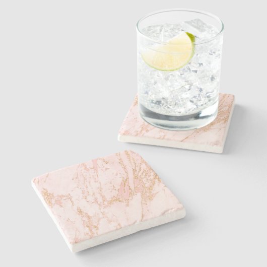赤面ピンクと金ゴールドモダントレンドアクセント ストーンコースター (横)