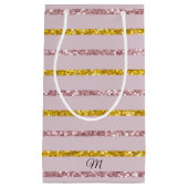 赤面ピンクと金ゴールドモノグラム抱き枕 スモールペーパーバッグ (正面)