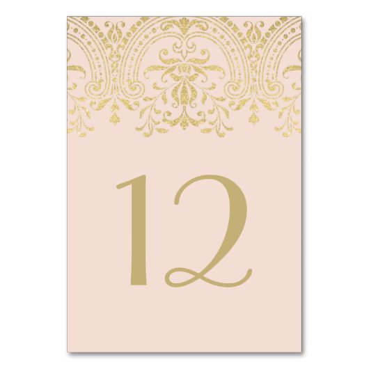 赤面ピンクと金ゴールドヴィンテージグラマー結婚ズ テーブルナンバー (裏面)