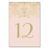 赤面ピンクと金ゴールドヴィンテージグラマー結婚ズ テーブルナンバー (正面)