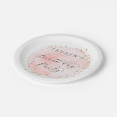 赤面ピンクと金ゴールド水彩バースデーパーティー ペーパープレート (アングル)