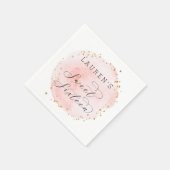 赤面ピンクと金ゴールド水彩Sweet sixteen スタンダードカクテルナプキン (角)