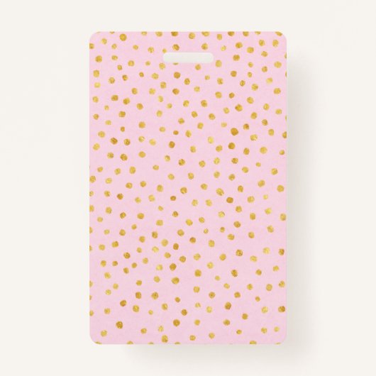 赤面ピンクと金ゴールド水玉模様名前をカスタムする事務所 バッジ (裏面)