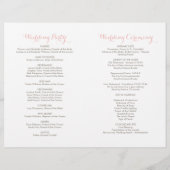 赤面ピンクと金ゴールド牡丹の花結婚式 プログラム (裏面)