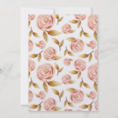 赤面ピンクと金ゴールド牡丹シックな女の子ベビーシャワー 招待状 (裏面)