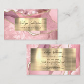 赤面ピンクと金ゴールド瑪瑙の名刺 名刺 (正面/裏面)