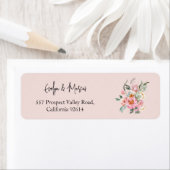 赤面ピンクと金ゴールド結婚のリターンアドレスラベル ラベル (インサイチュ)
