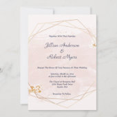 赤面ピンクと金ゴールド結婚式招待状 招待状 (正面)