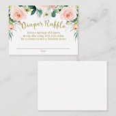 赤面ピンクと金ゴールド赤ちゃんシャワーおむつラッフル エンクロージャーカード (正面/裏面)