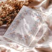 赤面ピンクと青の水色のフローラ アクリル招待状