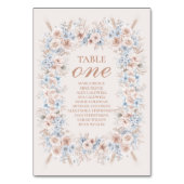 赤面ピンクと青の水色のフローラ テーブルナンバー (正面)
