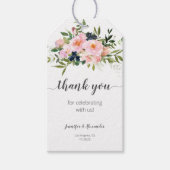 赤面ピンクと青の花 ギフトタグ (正面)