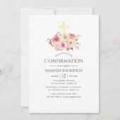 赤面ピンクと黄色のフローラ確認 招待状 (正面)