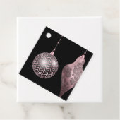 赤面ピンクと黒のシェブロンとダマスコクリスマス フェイバータグ (インサイチュ)