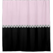 赤面ピンクと黒の宝石 シャワーカーテン (正面)